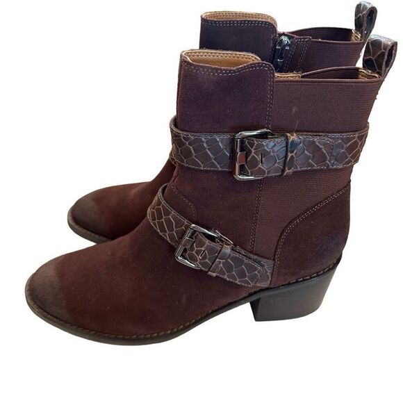 NWT Donald Pliner Brown Suede & Leather Boots- size 8.5 - Picture 1 of 9